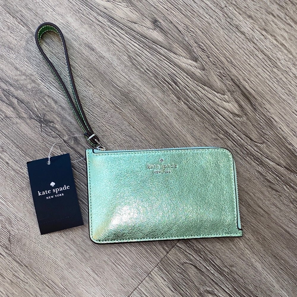Kate Spade Metallic Leathe Seawater Wristlet